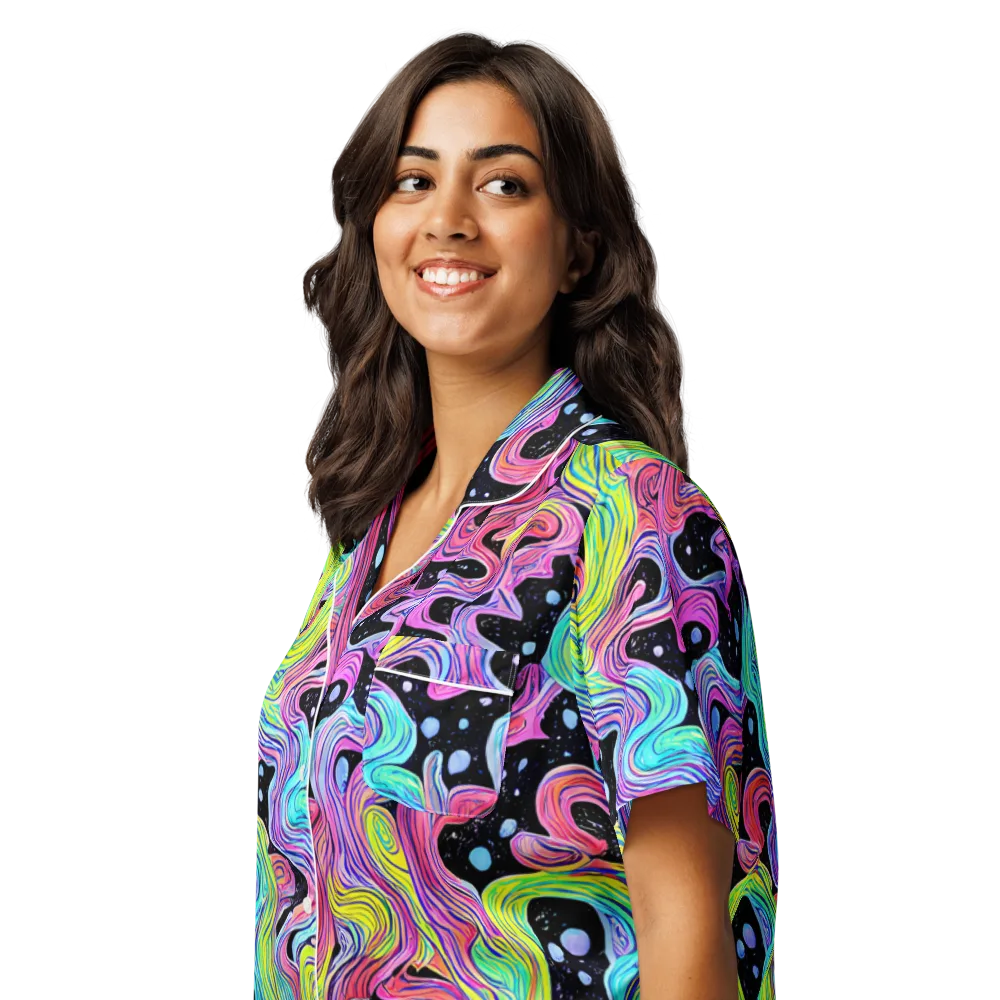Afterglow Rapids on Women's Short Sleeve Pajama Top — Left Front
