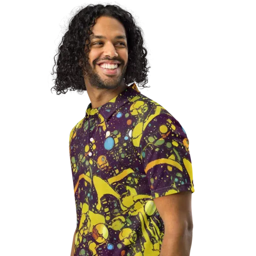 Orbital Ink on a Men's Slim Fit Polo Shirt