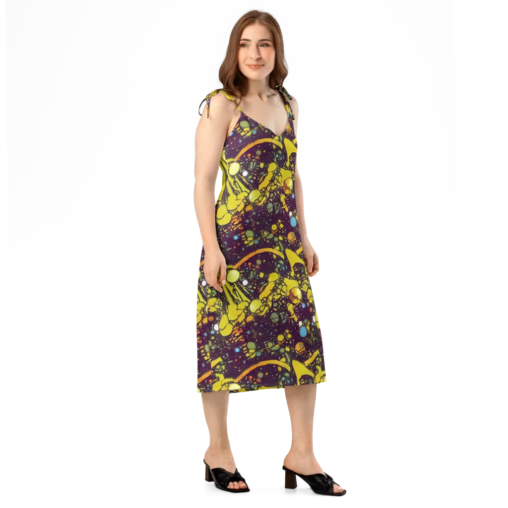 Orbital Ink on Slip Dress — Right Front