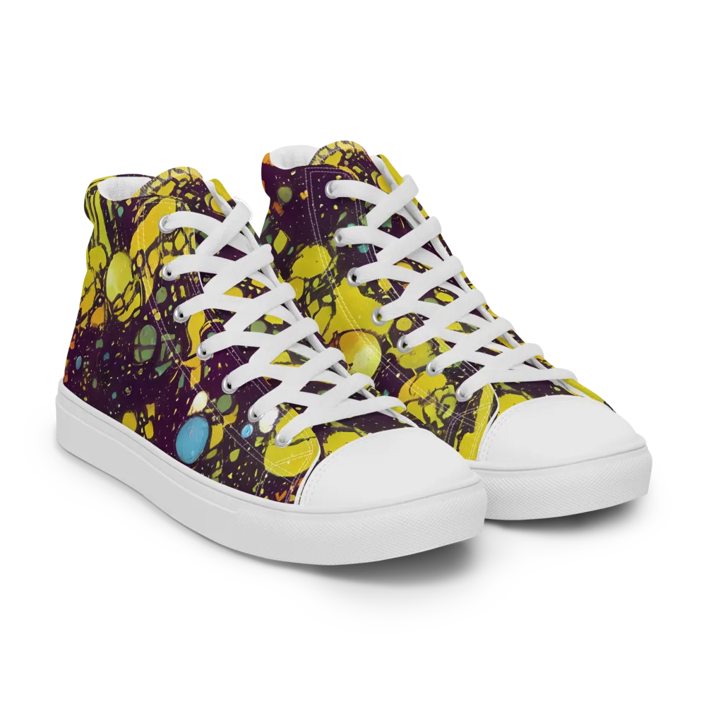 Orbital Ink on Men's High Top Canvas Shoes — Right Front