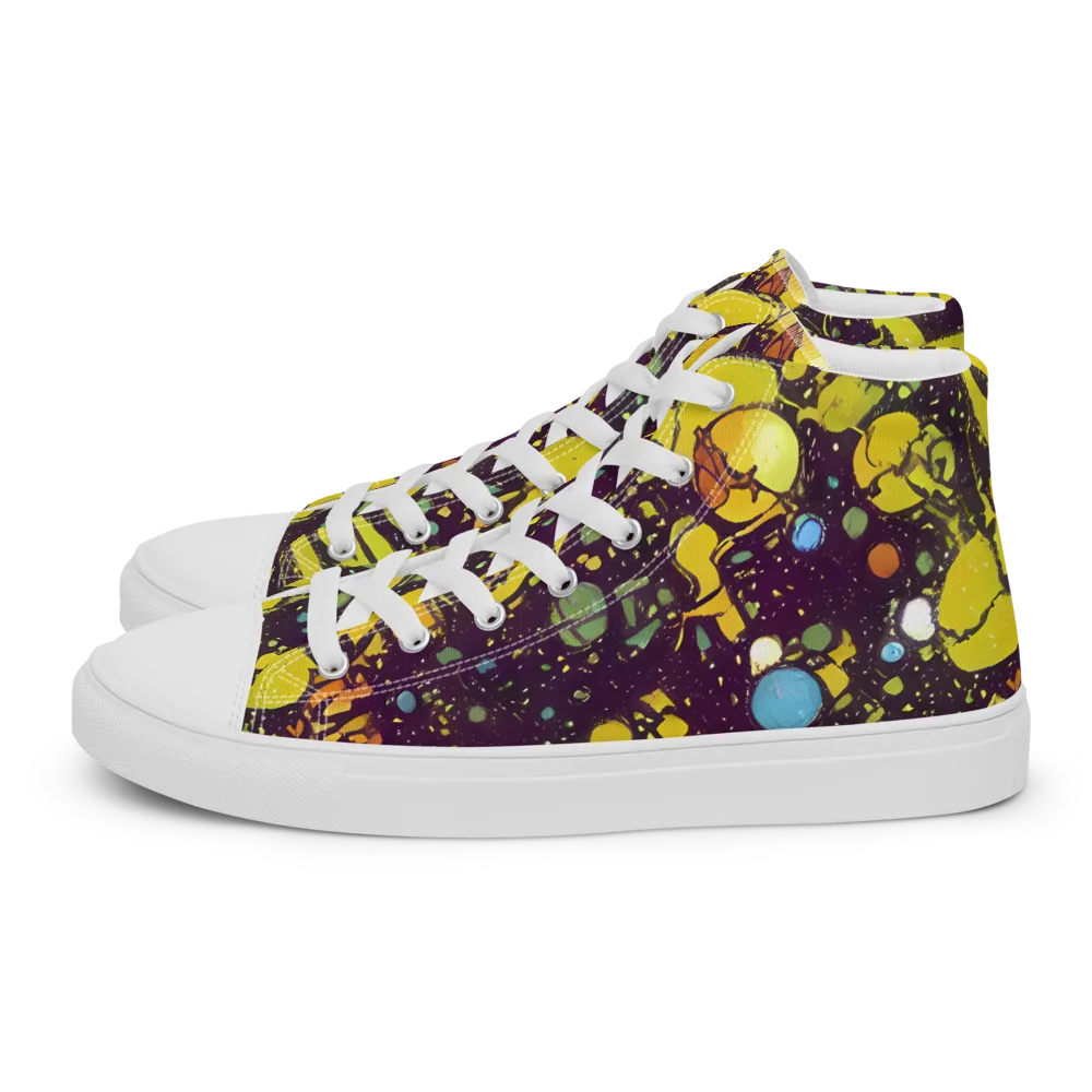 Orbital Ink on Men's High Top Canvas Shoes — Left