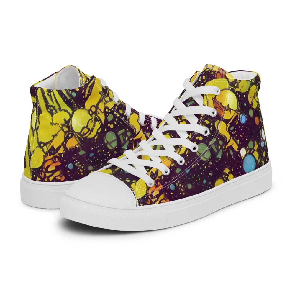 Orbital Ink on Men's High Top Canvas Shoes — Left