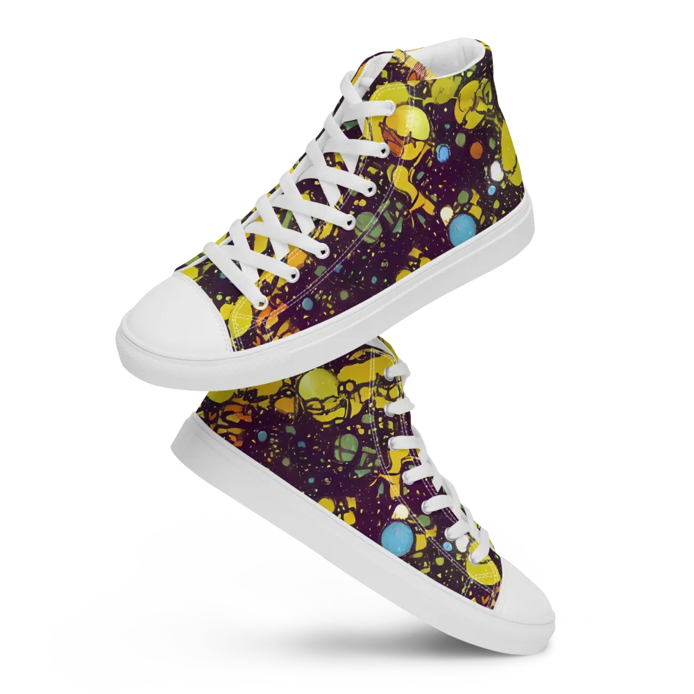 Orbital Ink on Men's High Top Canvas Shoes — Front