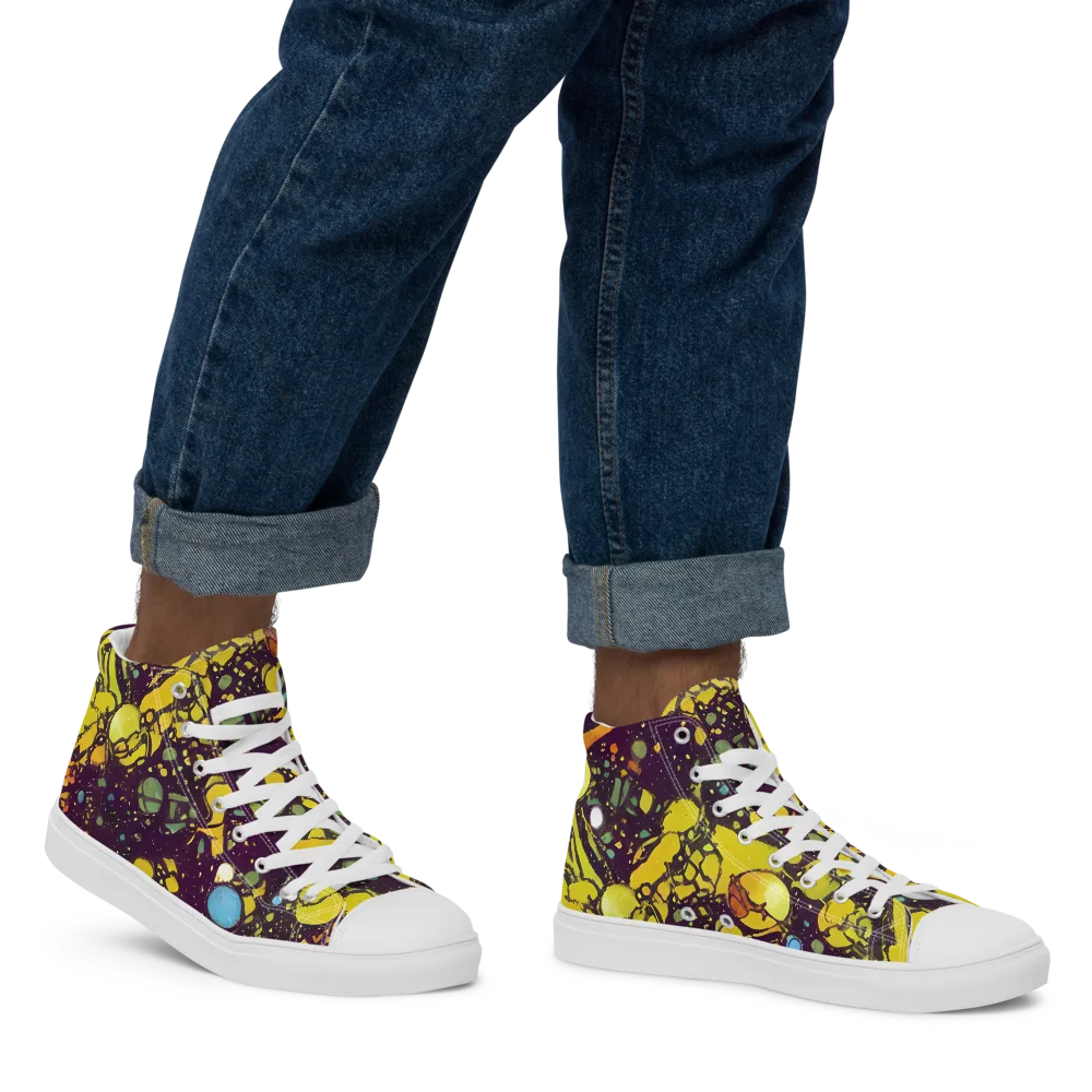 Orbital Ink on Men's High Top Canvas Shoes — Right