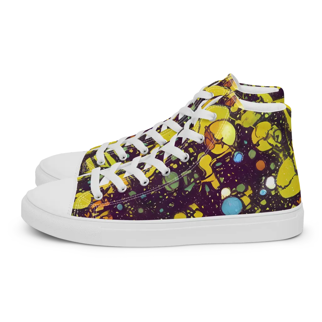 Orbital Ink on Women's High Top Canvas Shoes — Left