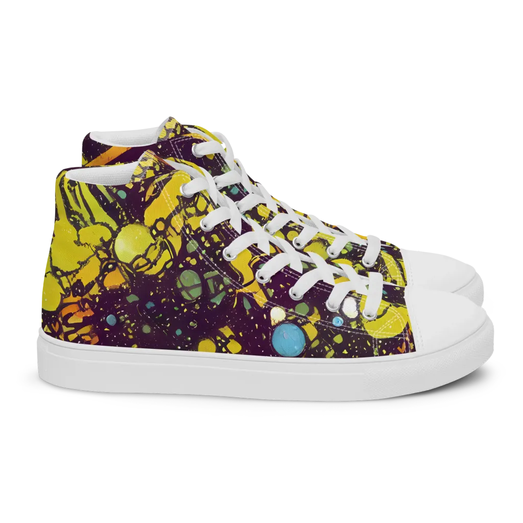 Orbital Ink on Women's High Top Canvas Shoes — Right