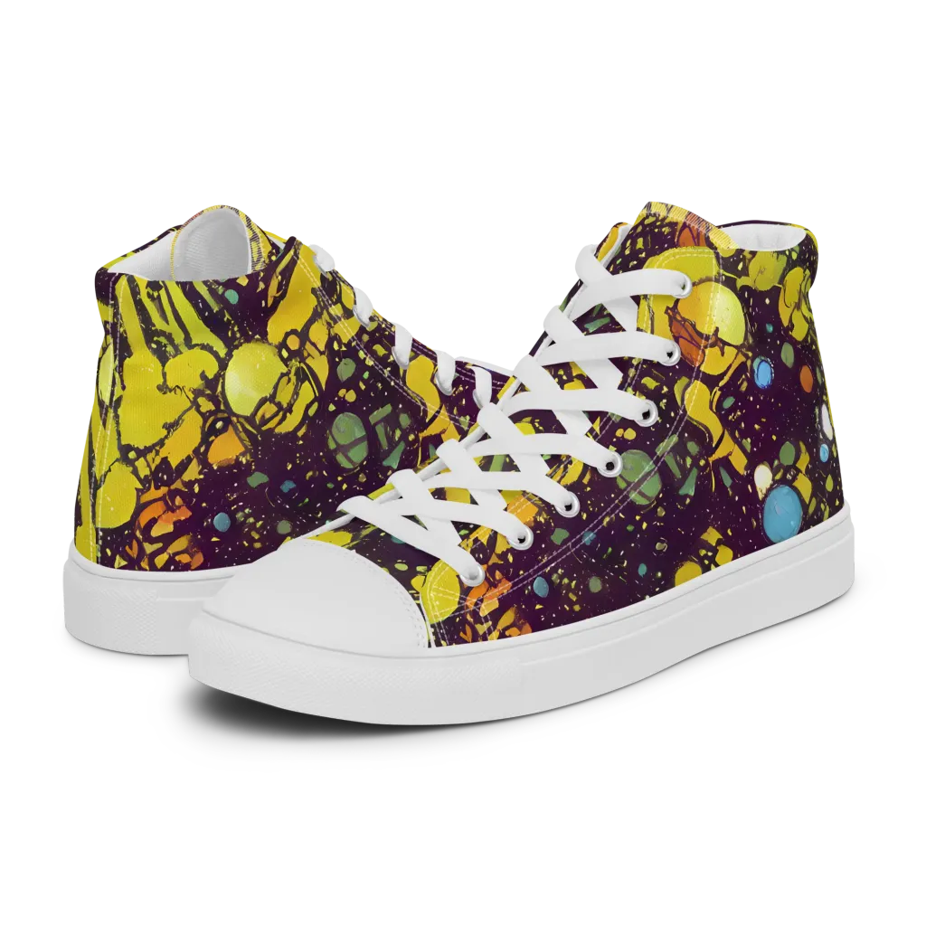 Orbital Ink on Women's High Top Canvas Shoes — Left
