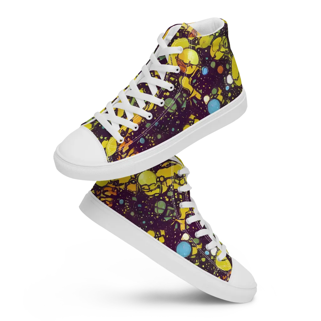 Orbital Ink on Women's High Top Canvas Shoes — Front