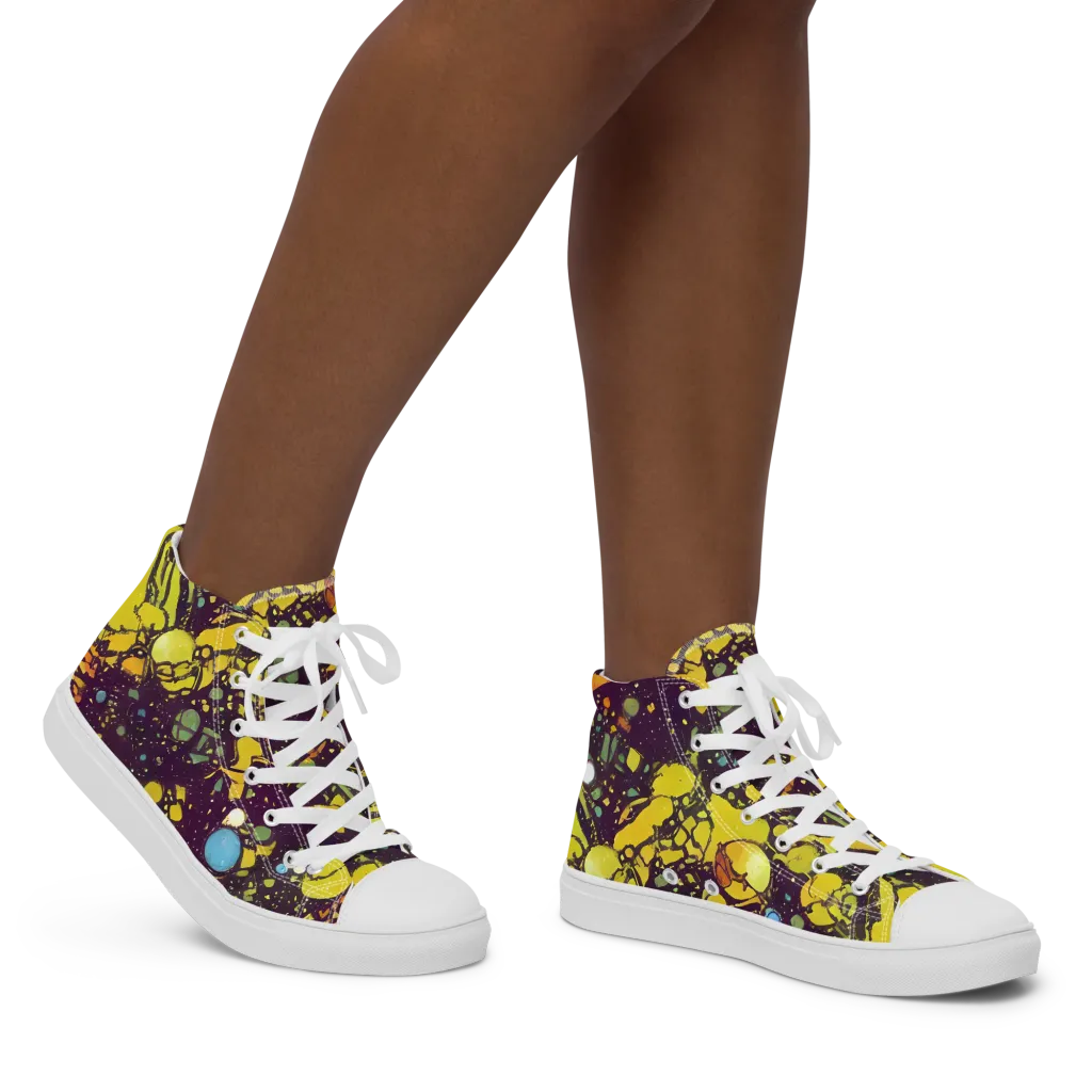 Orbital Ink on Women's High Top Canvas Shoes — Right