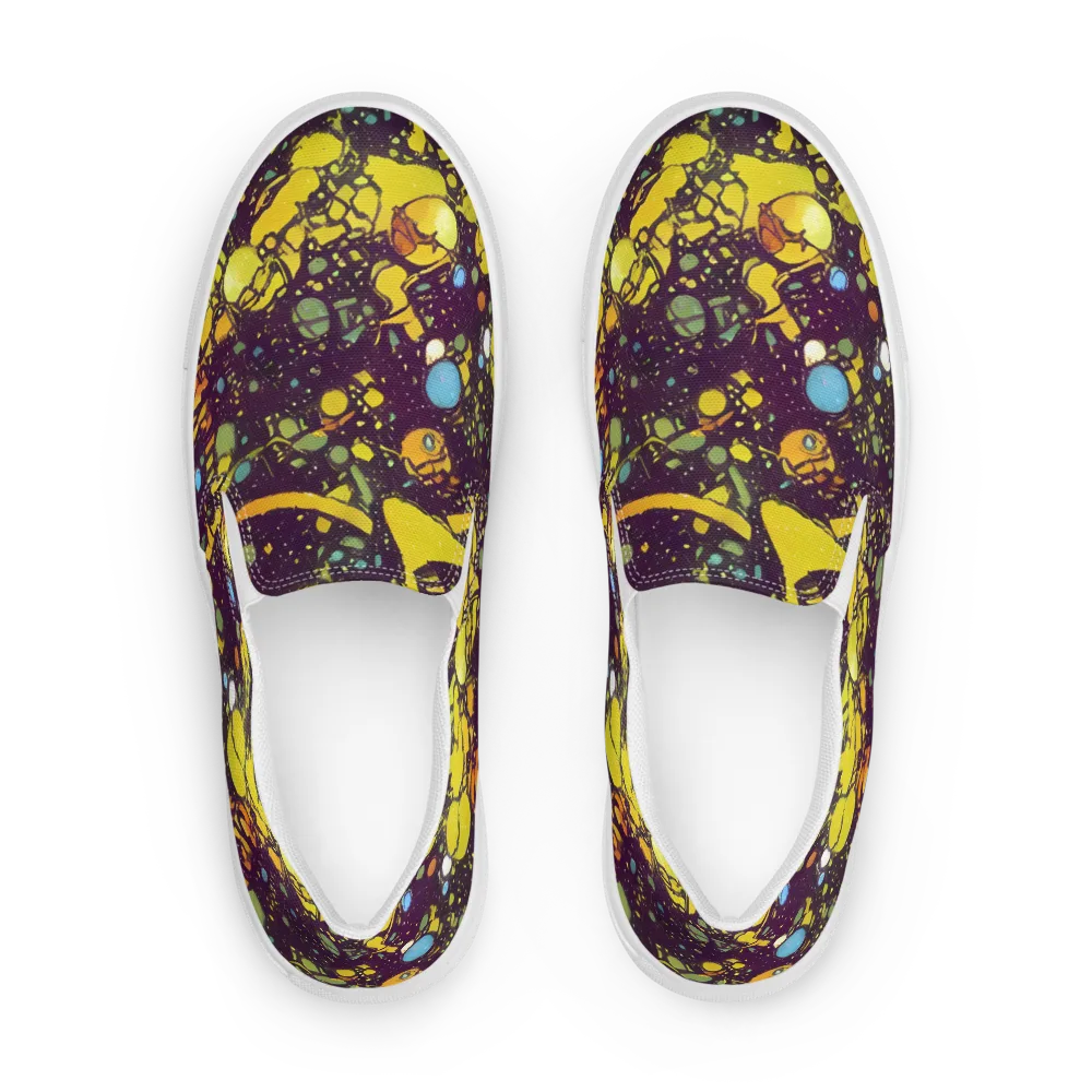 Orbital Ink on Men's Slip-On Canvas Shoes — Front