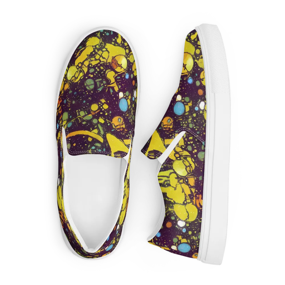 Orbital Ink on Men's Slip-On Canvas Shoes — Front