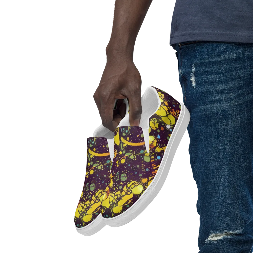 Orbital Ink on Men's Slip-On Canvas Shoes — Left Front