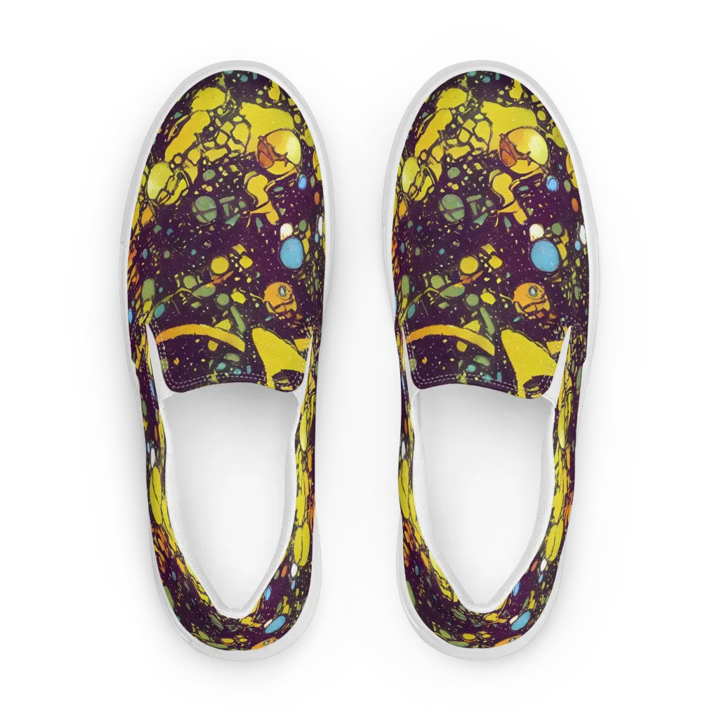Orbital Ink on Women's Slip-On Canvas Shoes — Front