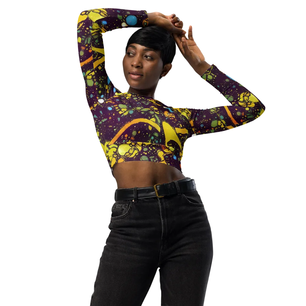 Orbital Ink on Long Sleeve Crop Top — Front