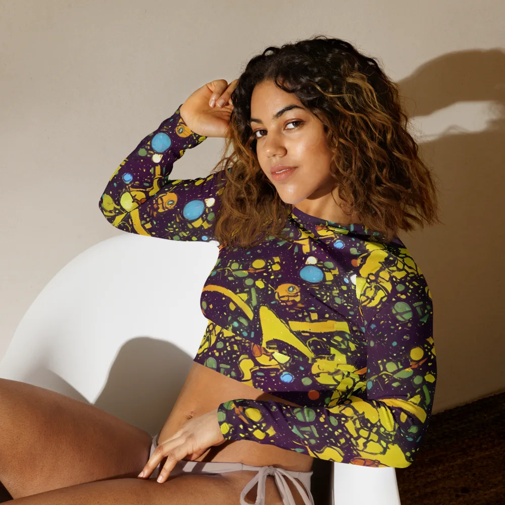Orbital Ink on Long Sleeve Crop Top — Left Front