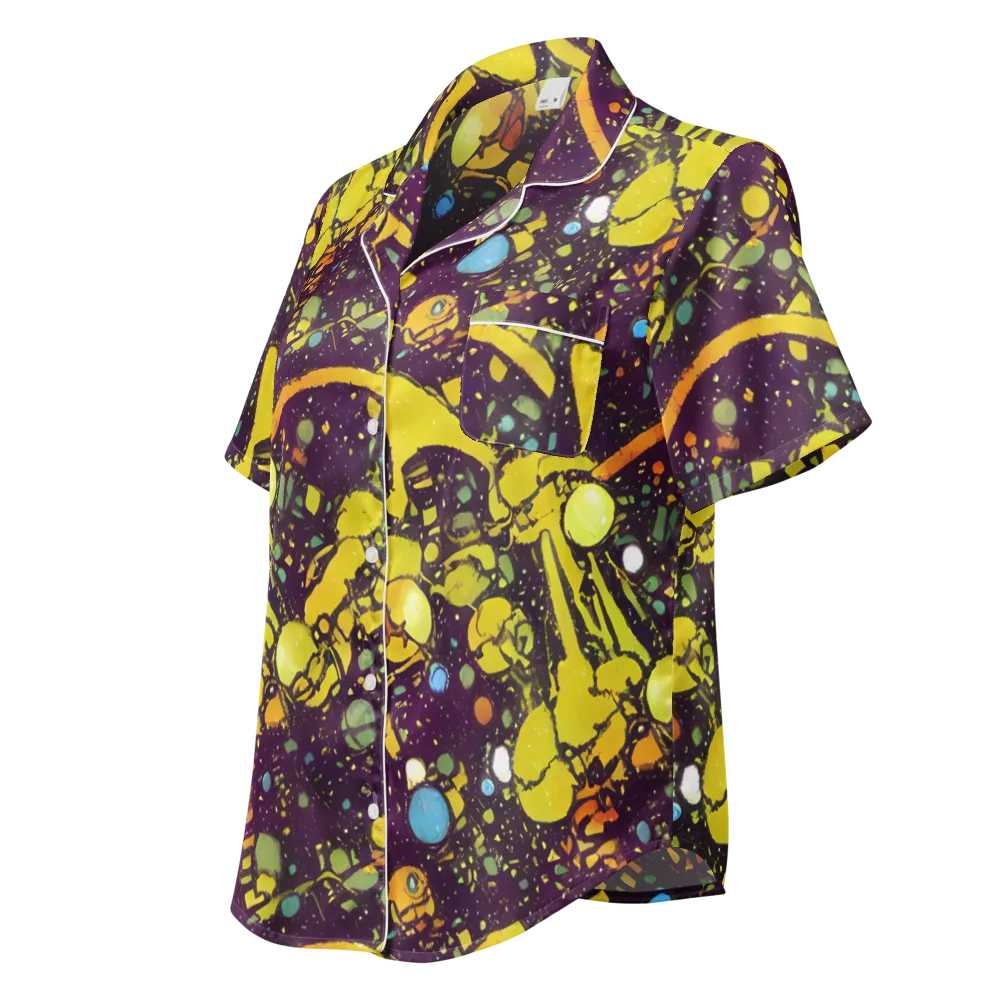 Orbital Ink on Women's Short Sleeve Pajama Top — Left Front