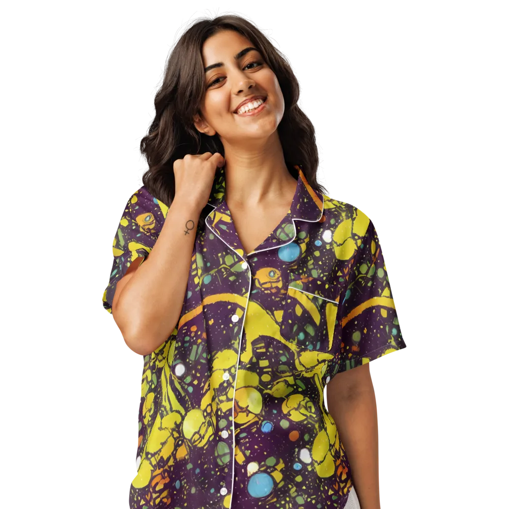 Orbital Ink on Women's Short Sleeve Pajama Top — Front