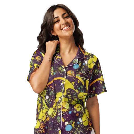 Orbital Ink on a Women's Short Sleeve Pajama Top