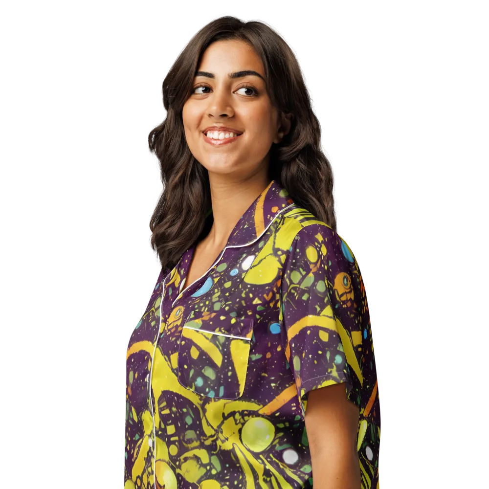 Orbital Ink on Women's Short Sleeve Pajama Top — Left Front