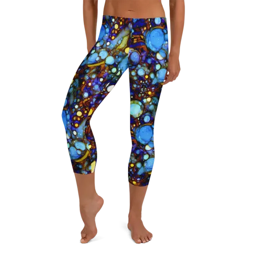 Blue Fireworks on a Capri Leggings
