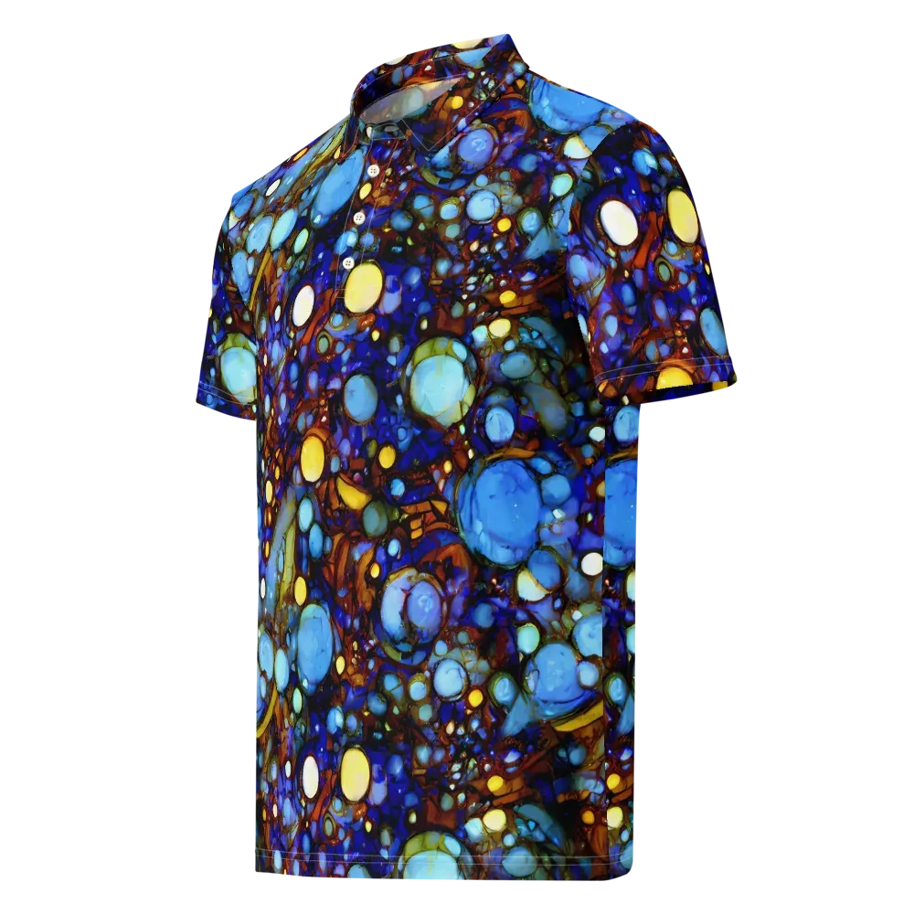 Blue Fireworks on Men's Slim Fit Polo Shirt — Left Front