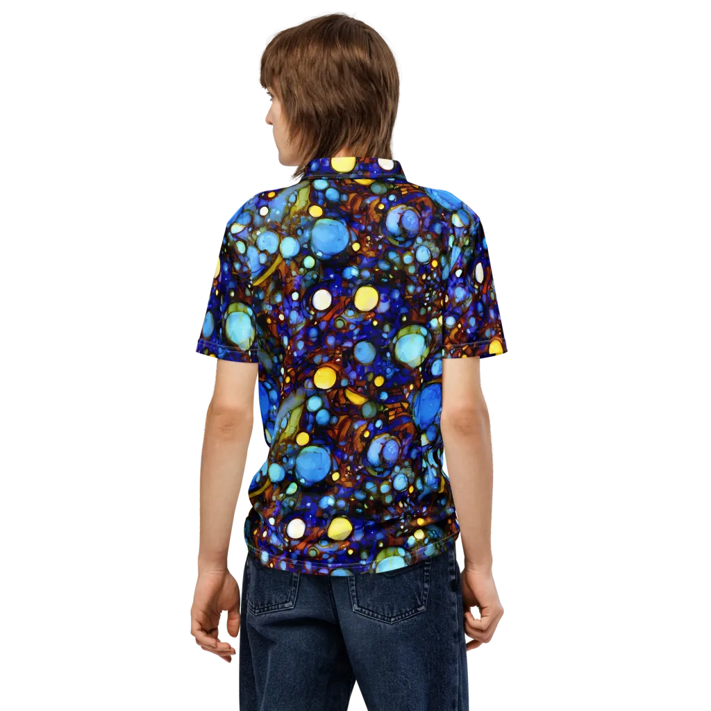 Blue Fireworks on Men's Slim Fit Polo Shirt — Back