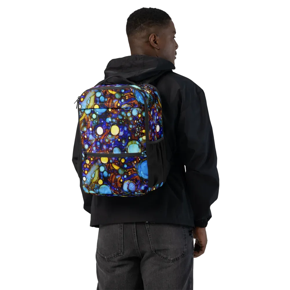 Blue Fireworks on Utility Backpack — Back