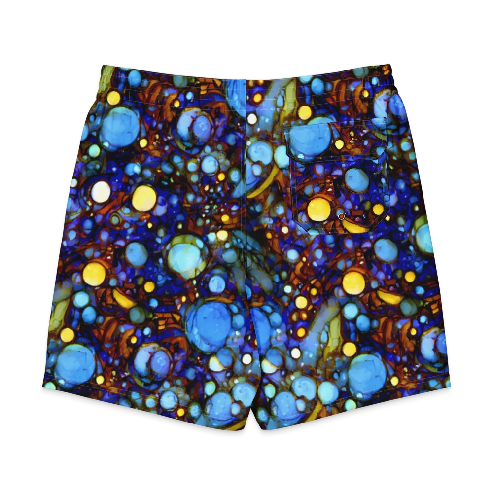 Blue Fireworks on Men's Board Shorts — Back
