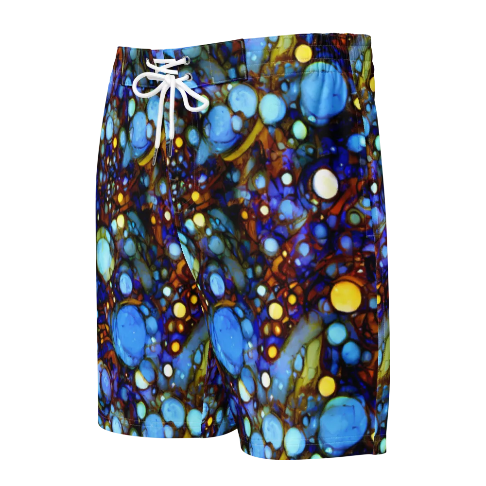 Blue Fireworks on Men's Board Shorts — Front