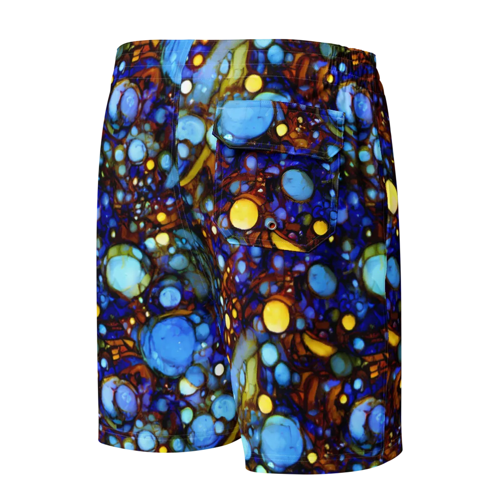 Blue Fireworks on Men's Board Shorts — Back