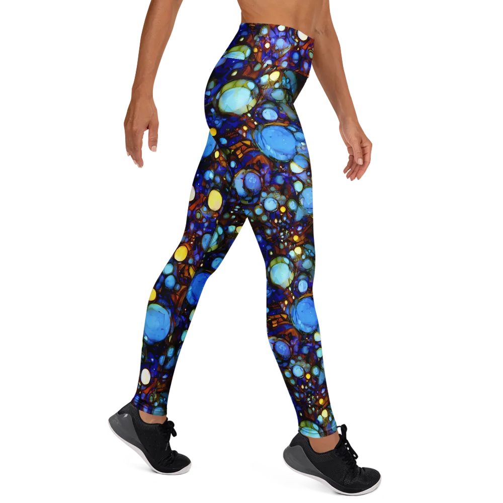 Blue Fireworks on Yoga Leggings — Right