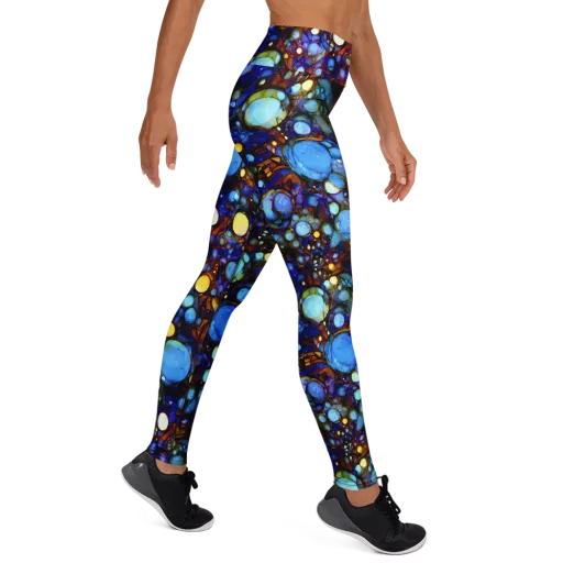 Blue Fireworks on a Yoga Leggings