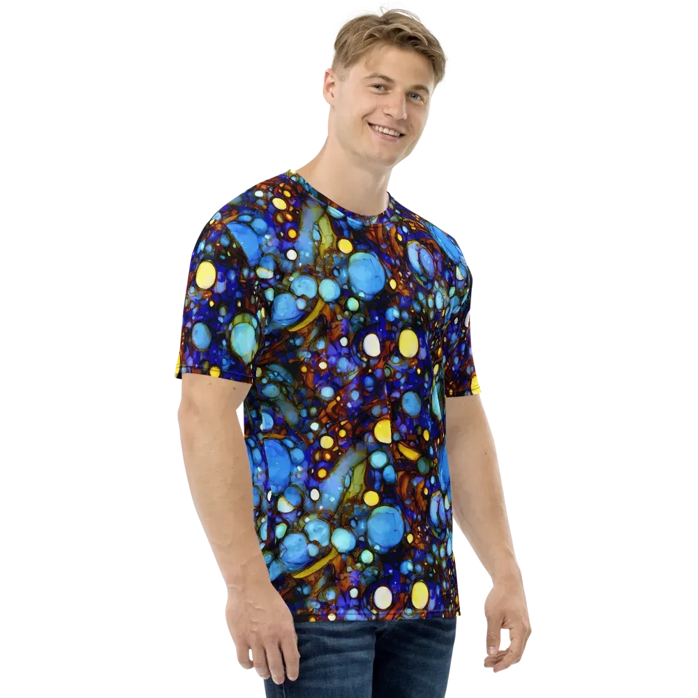 Blue Fireworks on Men's Crew Neck T-Shirt — Right