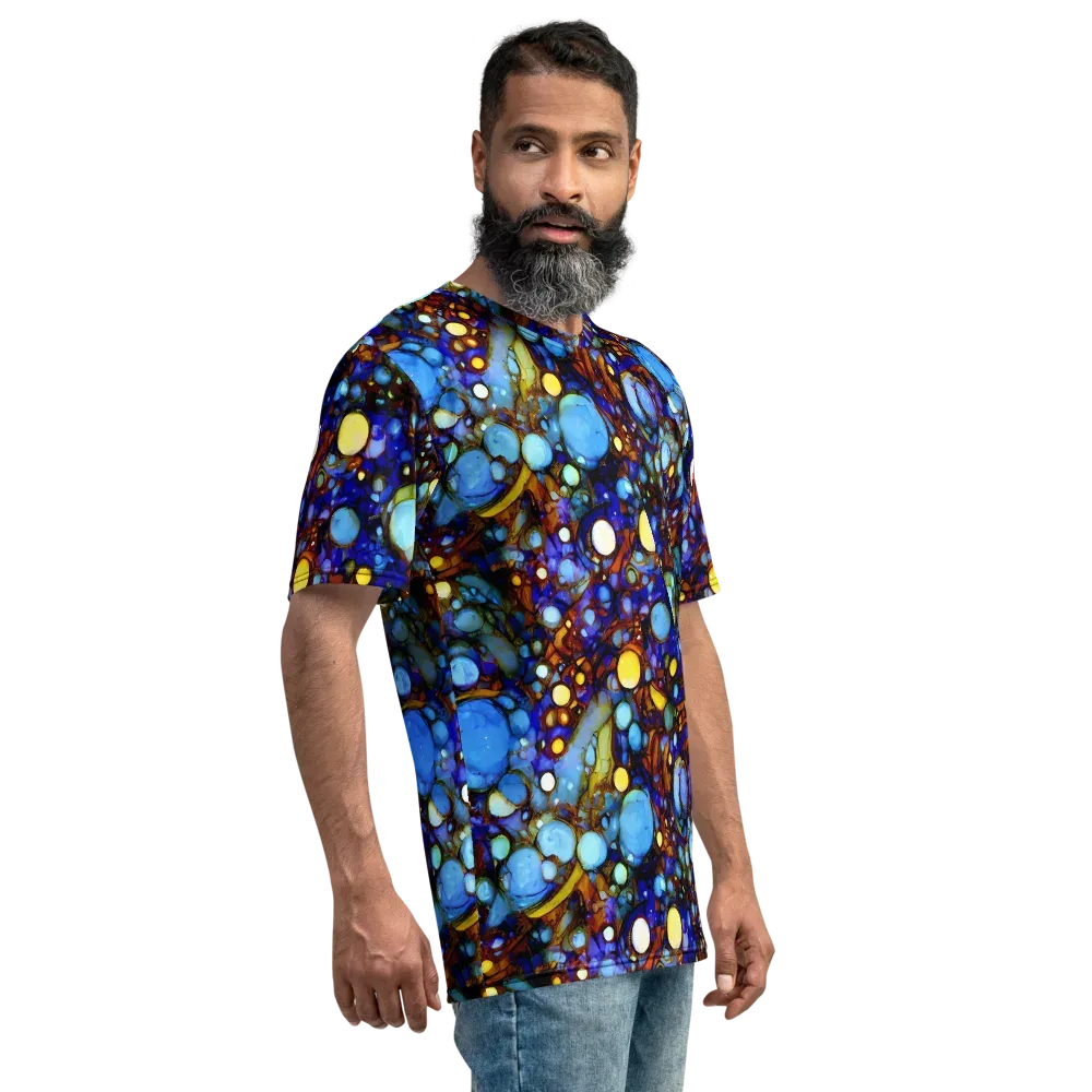 Blue Fireworks on Men's Crew Neck T-Shirt — Right