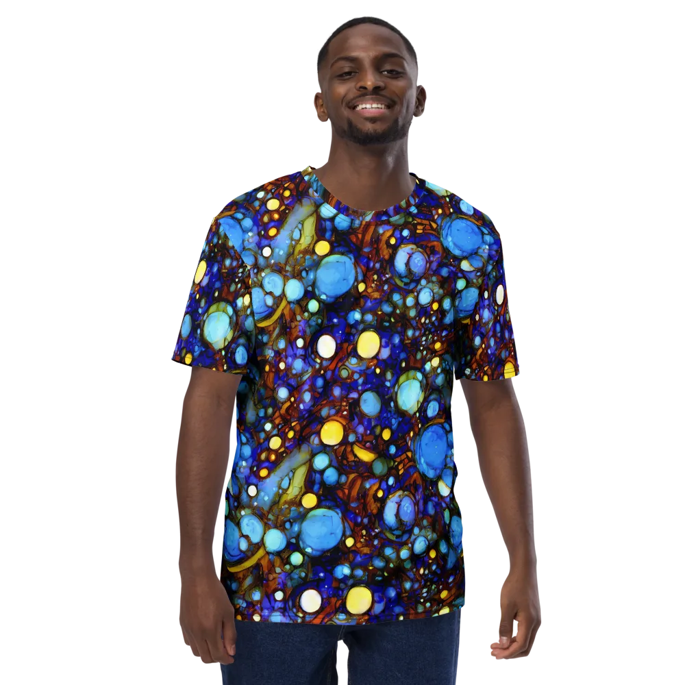 Blue Fireworks on Men's Crew Neck T-Shirt — Front