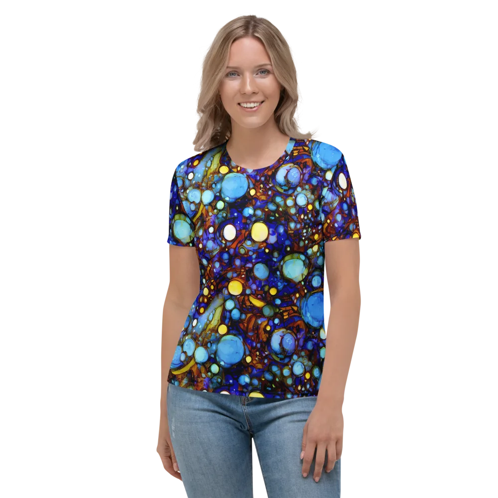 Blue Fireworks on Women's Crew Neck T-Shirt — Front