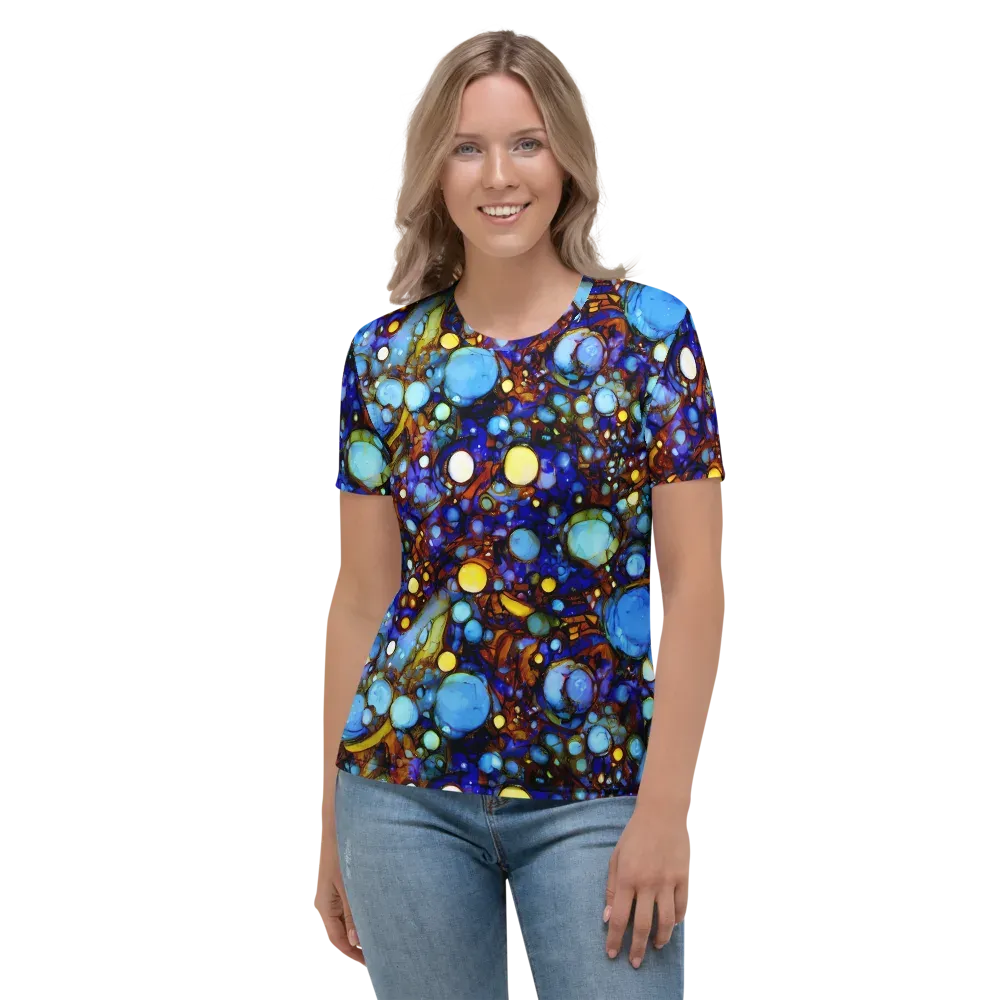 Blue Fireworks on Women's Crew Neck T-Shirt — Front