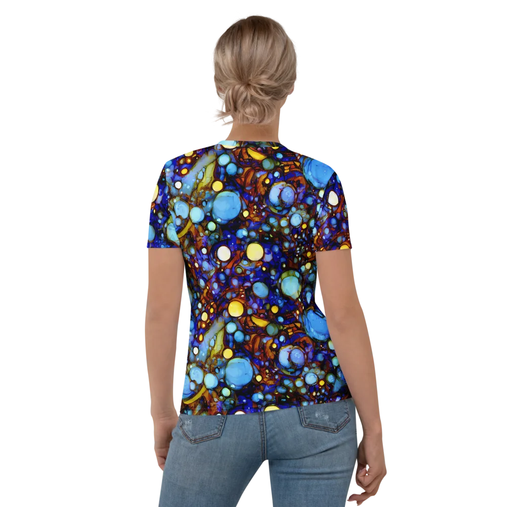 Blue Fireworks on Women's Crew Neck T-Shirt — Back