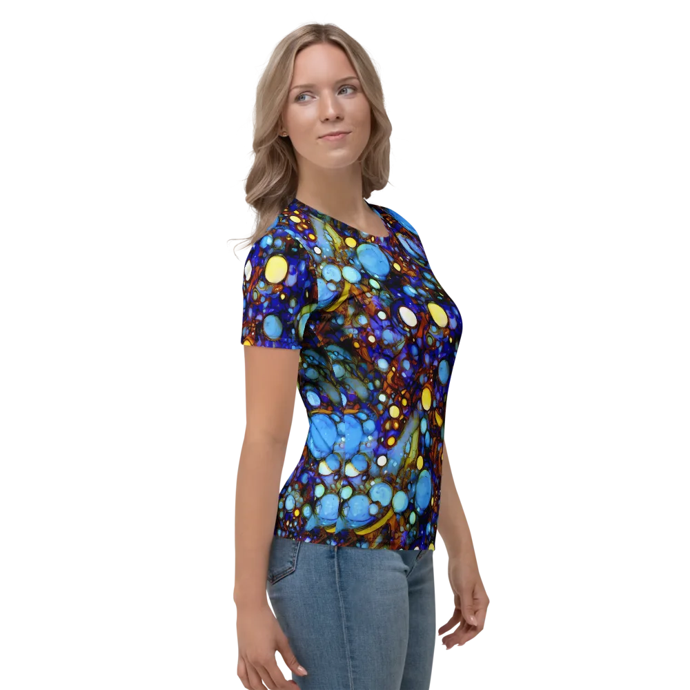 Blue Fireworks on Women's Crew Neck T-Shirt — Right