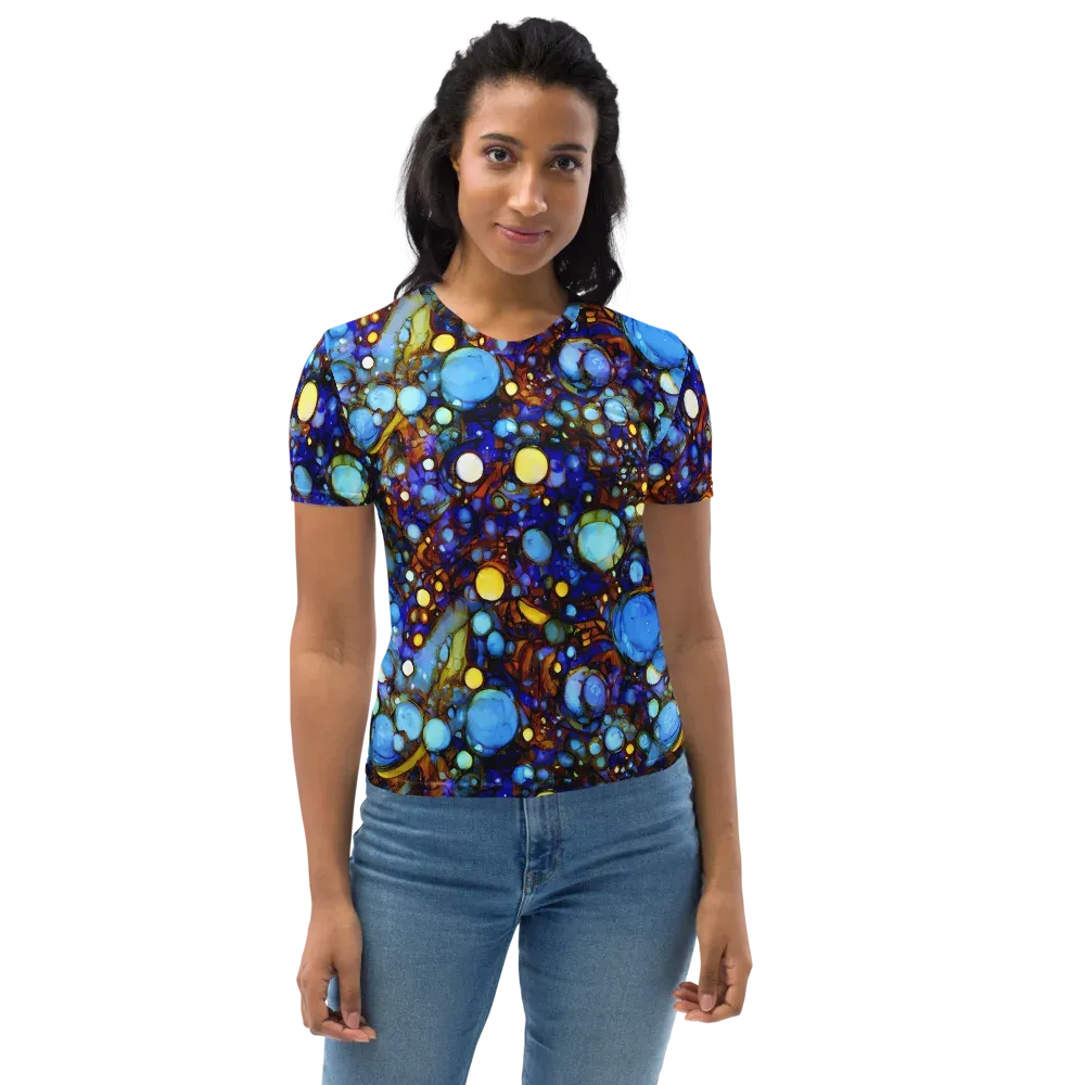 Blue Fireworks on Women's Crew Neck T-Shirt — Front