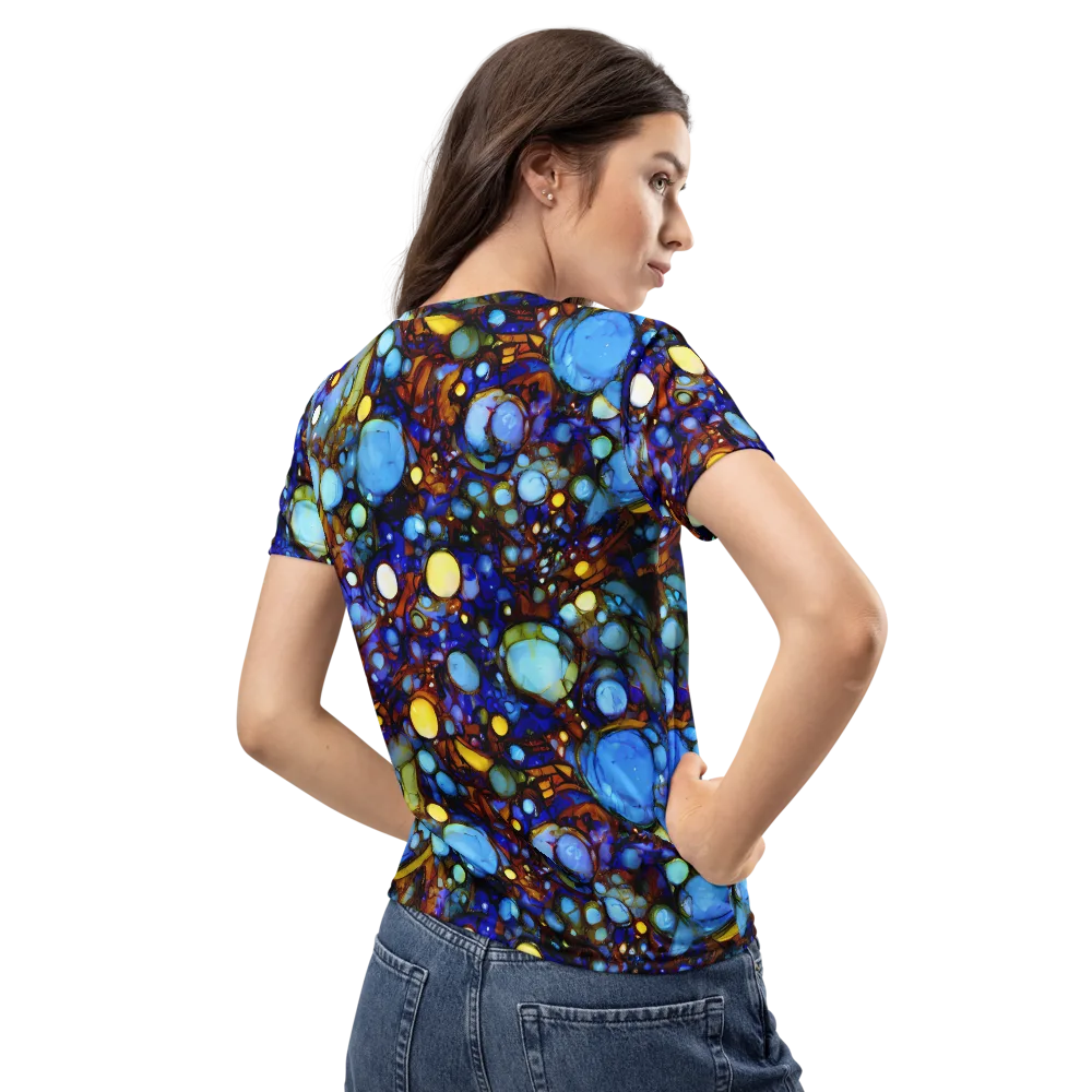 Blue Fireworks on Women's Crew Neck T-Shirt — Back