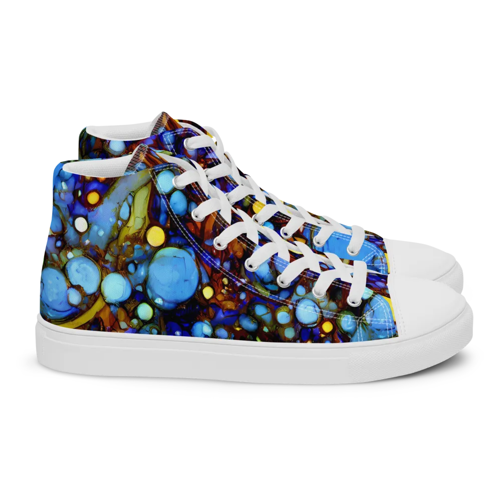 Blue Fireworks on Women's High Top Canvas Shoes — Right