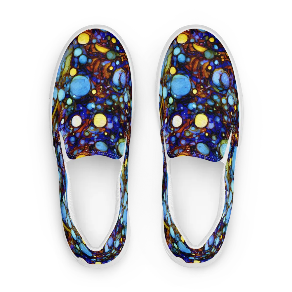 Blue Fireworks on Men's Slip-On Canvas Shoes — Front