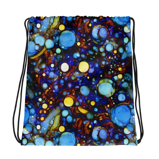 Blue Fireworks on a Drawstring Bag