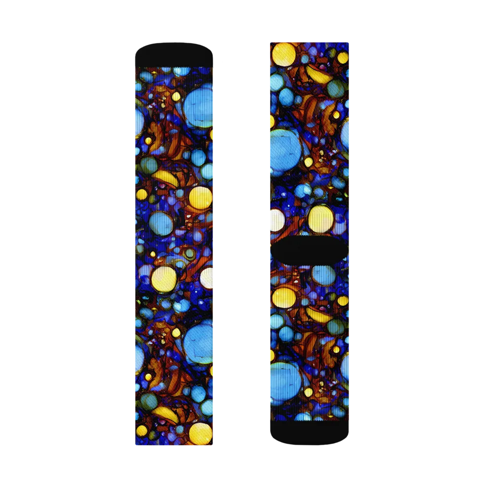 Blue Fireworks on Socks — Right Sock
