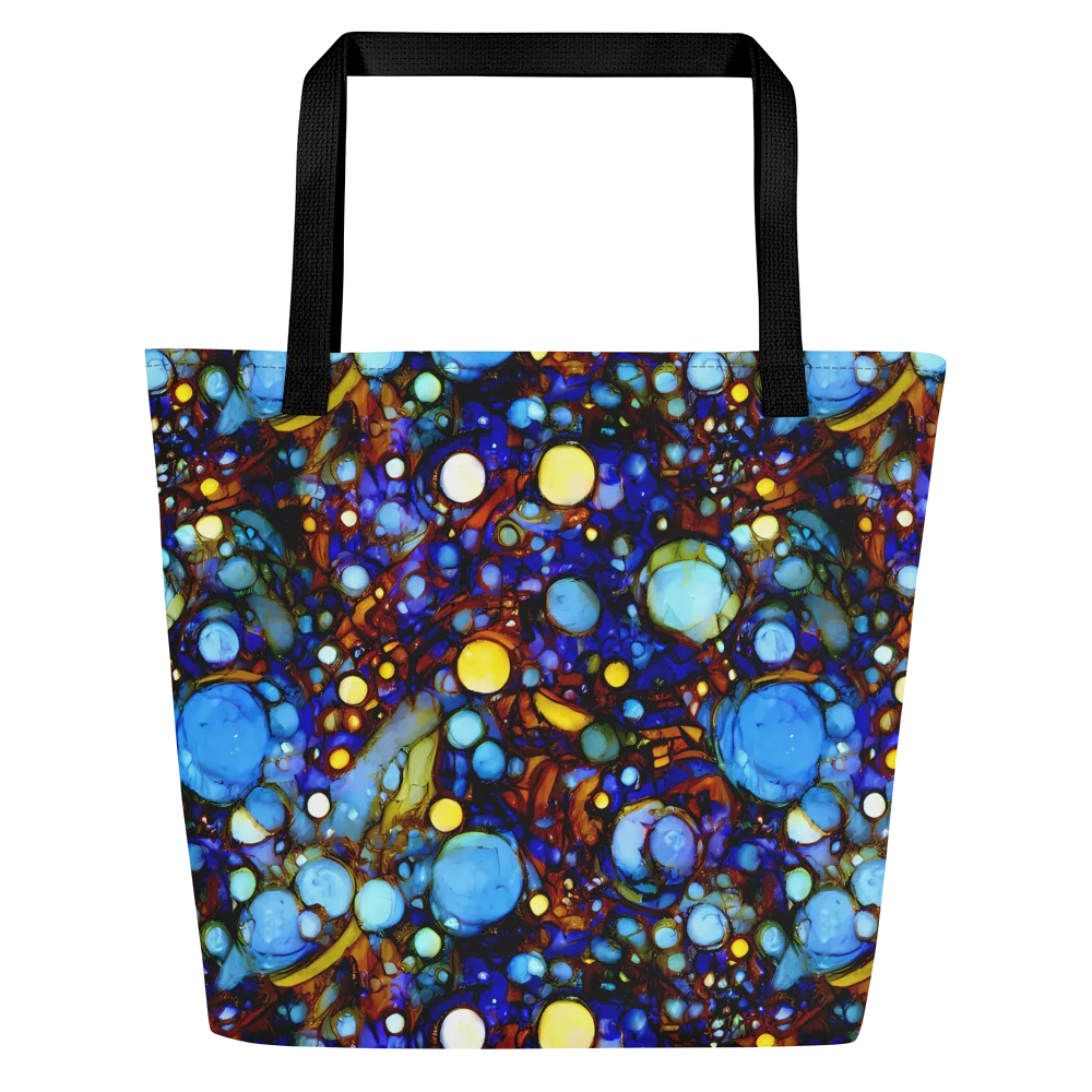 Blue Fireworks on Large Tote Bag W/ Pocket — Front