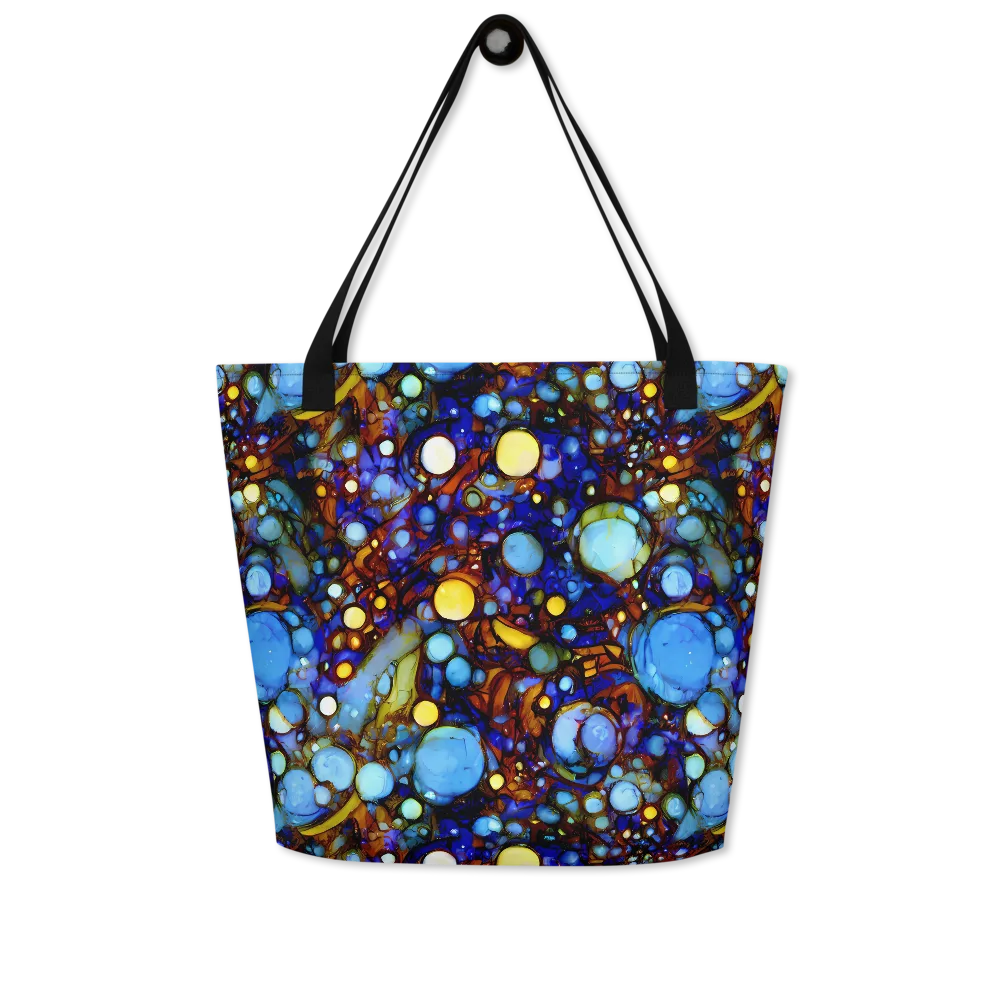 Blue Fireworks on Large Tote Bag W/ Pocket — Front