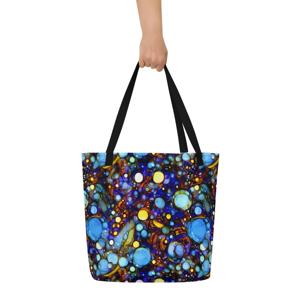 Blue Fireworks on Large Tote Bag W/ Pocket — Front