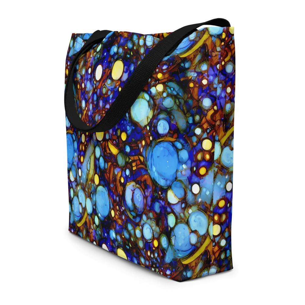 Blue Fireworks on Large Tote Bag W/ Pocket — Front