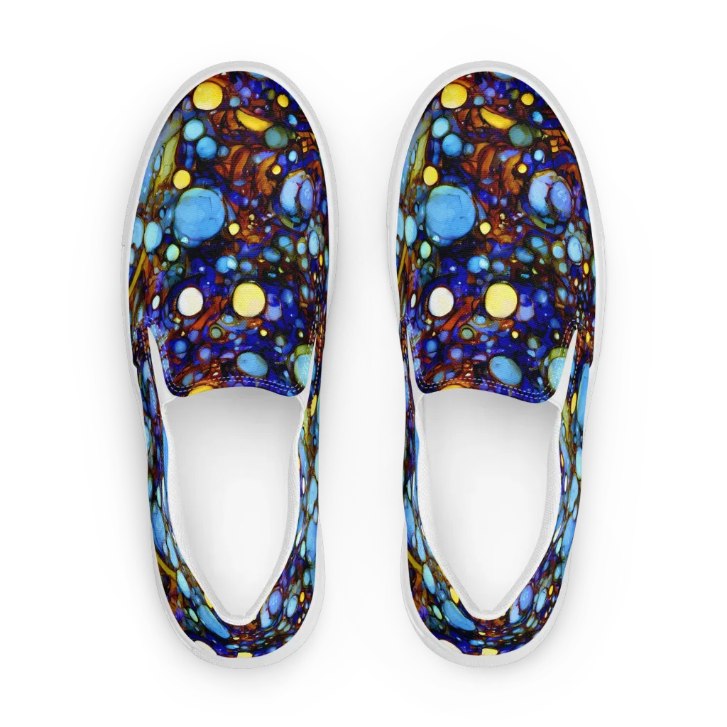 Blue Fireworks on Women's Slip-On Canvas Shoes — Front